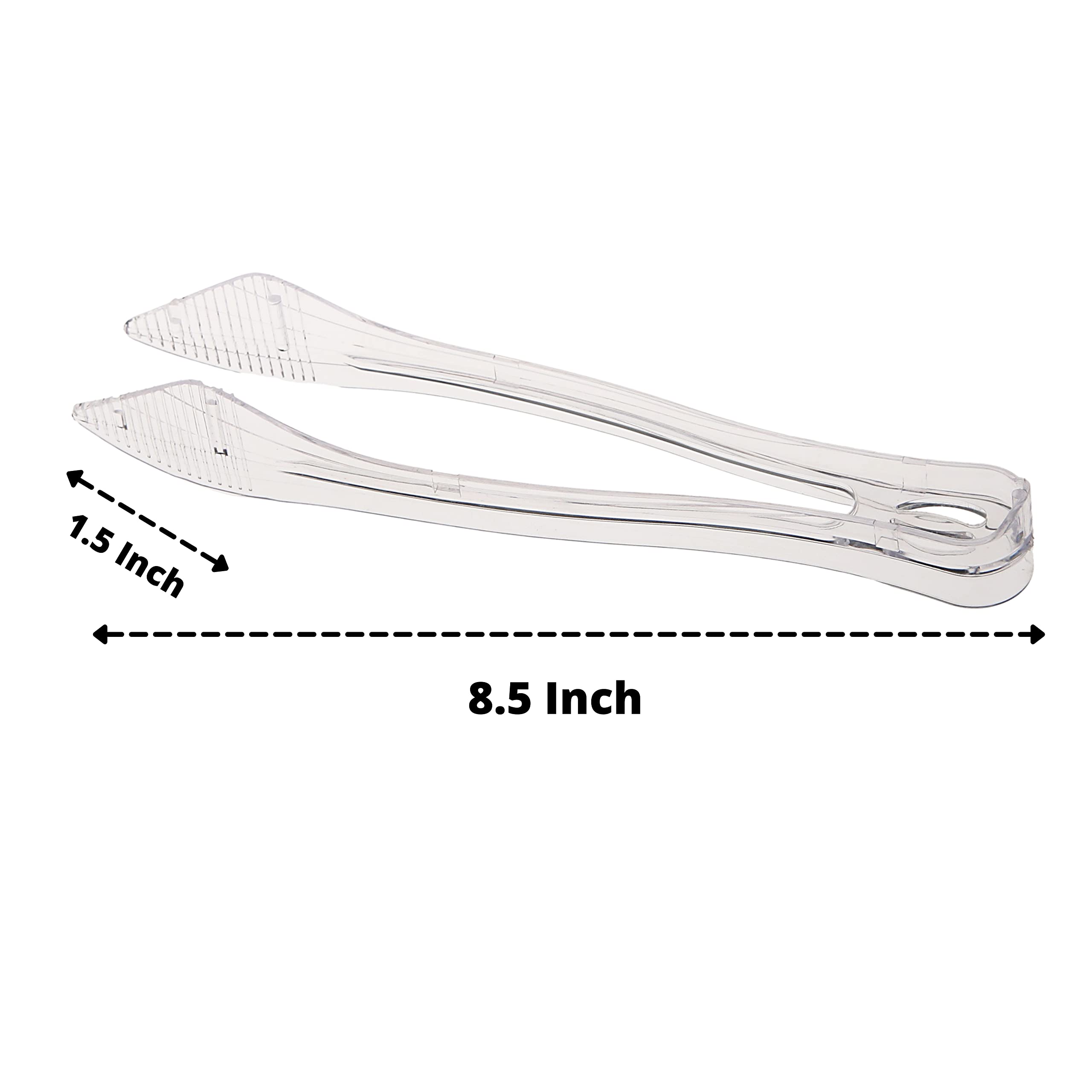 Party Bargains 8.5 Inches Plastic Serving Tongs, 12 Pack, Premium Quality & Heavy-Duty Clear Plastic Tongs For Bbq, Salads, Gril